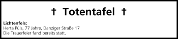 Anzeige von Totentafel vom 21.05.2014 von MGO
