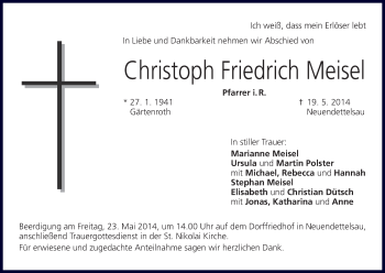 Anzeige von Christoph Friedrich Meisel von MGO