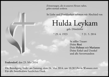 Anzeige von Hulda Leykam von MGO