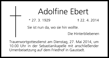 Anzeige von Adolfine Ebert von MGO