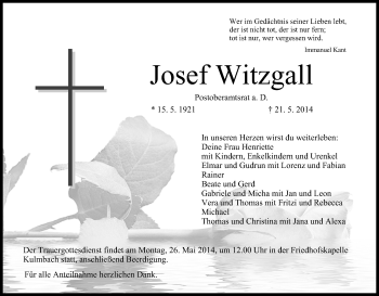 Anzeige von Josef Witzgall von MGO