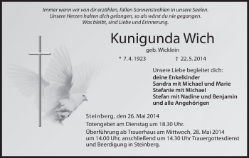 Anzeige von Kunigunda Wich von MGO