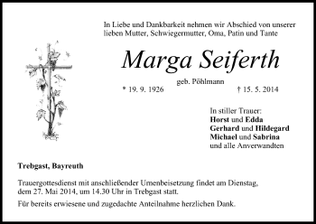 Anzeige von Marga Seiferth von MGO