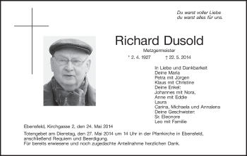 Anzeige von Richard Dusold von MGO