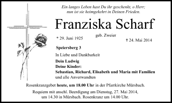 Anzeige von Franziska Scharf von MGO