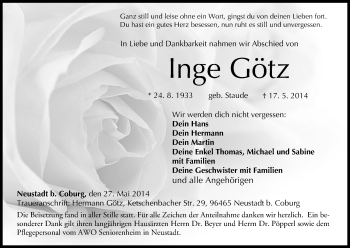Anzeige von Inge Götz von MGO