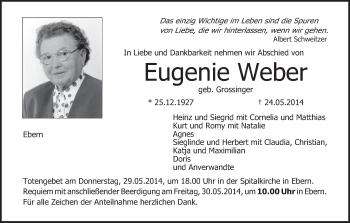 Anzeige von Eugenie Weber von MGO