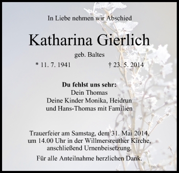 Anzeige von Katharina Gierlich von MGO