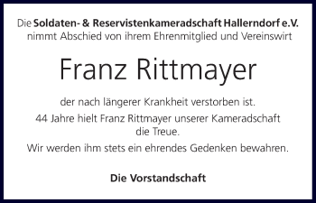 Anzeige von Franz Rittmayer von MGO