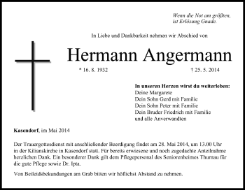 Anzeige von Hermann Angermann von MGO