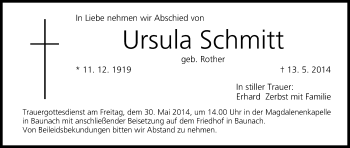 Anzeige von Ursula Schmitt von MGO
