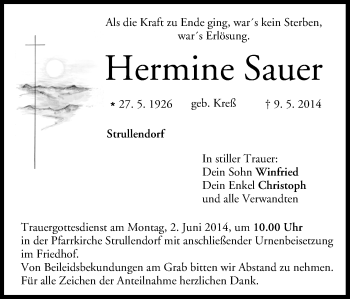Anzeige von Hermine Sauer von MGO