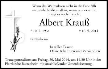 Anzeige von Albert Krauß von MGO