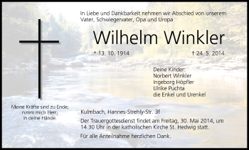 Anzeige von Wilhelm Winkler von MGO