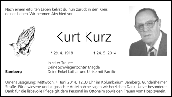 Anzeige von Kurt Kurz von MGO