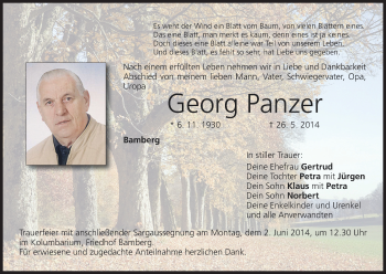 Anzeige von Georg Panzer von MGO