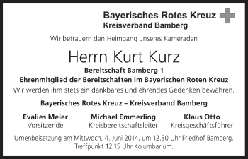 Anzeige von Kurt Kurz von MGO