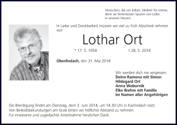 Anzeige von Lothar Ort von MGO