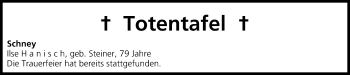 Anzeige von Totentafel vom 31.05.2014 von MGO