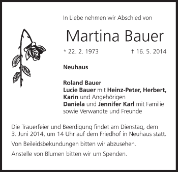 Anzeige von Martina Bauer von MGO