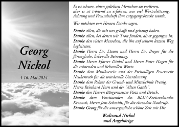 Anzeige von Waltraud Nickol von MGO