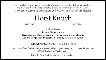 Anzeige von Horst Knoch von MGO