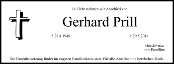 Anzeige von Gerhard Prill von MGO
