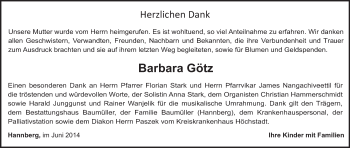 Anzeige von Barbara Götz von MGO