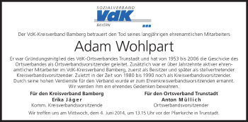 Anzeige von Adam Wohlpart von MGO