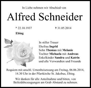 Anzeige von Alfred Schneider von MGO