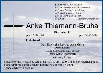 Anzeige von Anke Thiemann-Bruha von MGO