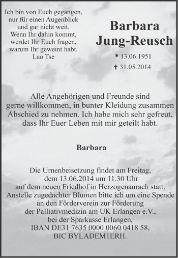 Anzeige von Barbara Jung-Reusch von MGO