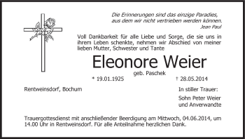 Anzeige von Eleonore Weier von MGO