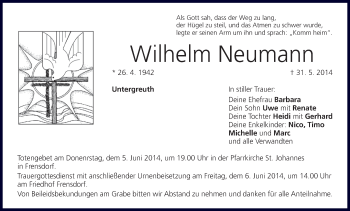 Anzeige von Wilhelm Neumann von MGO