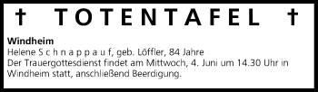 Anzeige von Totentafel, vom 04.06.2014 von MGO
