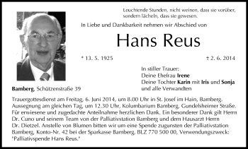 Anzeige von Hans Reus von MGO