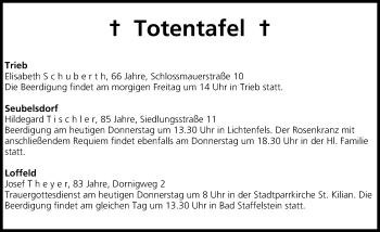 Anzeige von Totentafel, vom 05.06.2014 von MGO