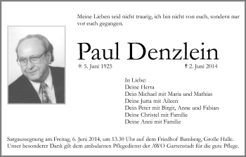 Anzeige von Paul Denzlein von MGO