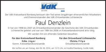 Anzeige von Paul Denzlein von MGO