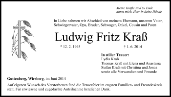 Anzeige von Ludwig Fritz Kraß von MGO