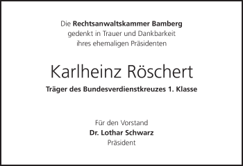 Anzeige von Karlheinz Röschert von MGO