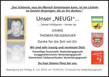 Anzeige von Thomas Neugebauer von MGO