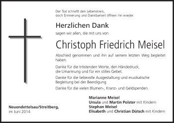Anzeige von Christoph Friedrich Meisel von MGO