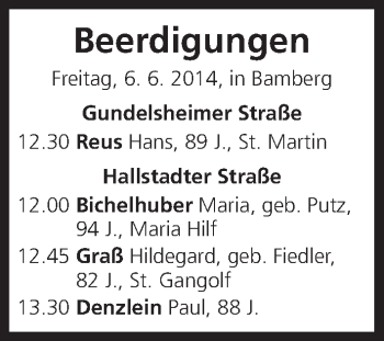 Anzeige von Beerdigungen 06.06.2004 von MGO