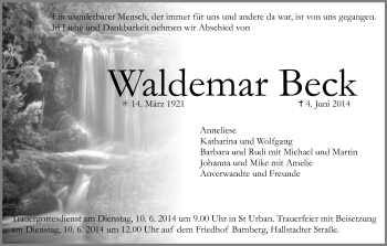 Anzeige von Waldemar Beck von MGO