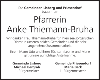 Anzeige von Anke Thiemann-Bruha von MGO