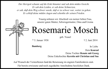 Anzeige von Rosemarie Mosch von MGO