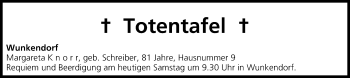 Anzeige von Totentafel vom 07.06.2014 von MGO