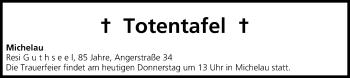 Anzeige von Totentafel vom 12.06.2014 von MGO