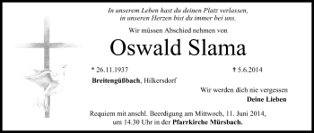 Anzeige von Oswald Slama von MGO